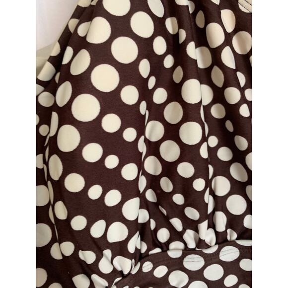 Beach Native Women's Size 26W Brown/Cream Polka Dot Tankini Swim Top - Picture 3 of 6